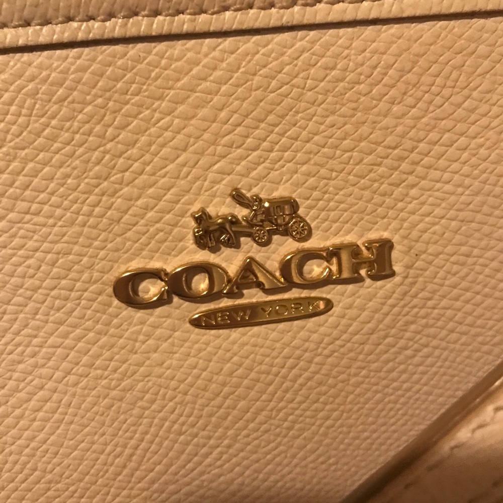 Off white coach tote with gold hardware